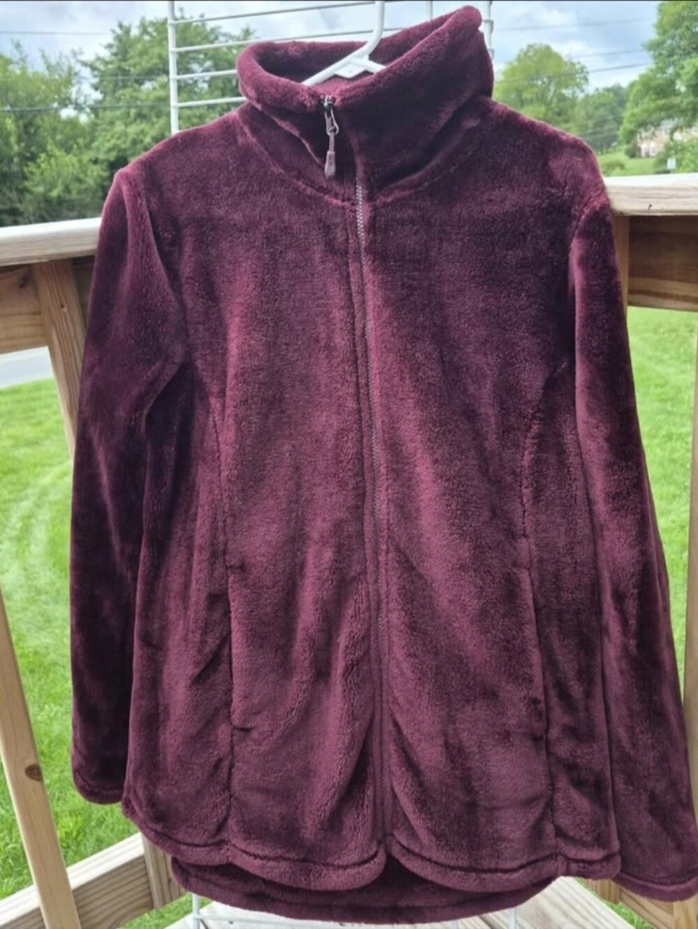 32 Degrees Heat Ladies Large Plush Full Zip Jacket Wine Burgundy Fall Winter